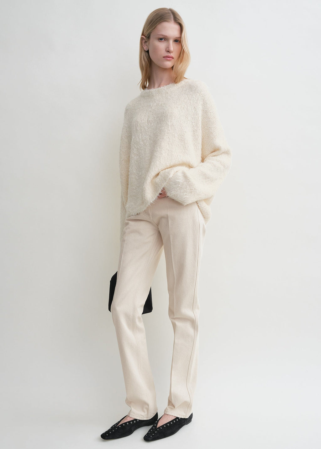 Boxy silk knit cream