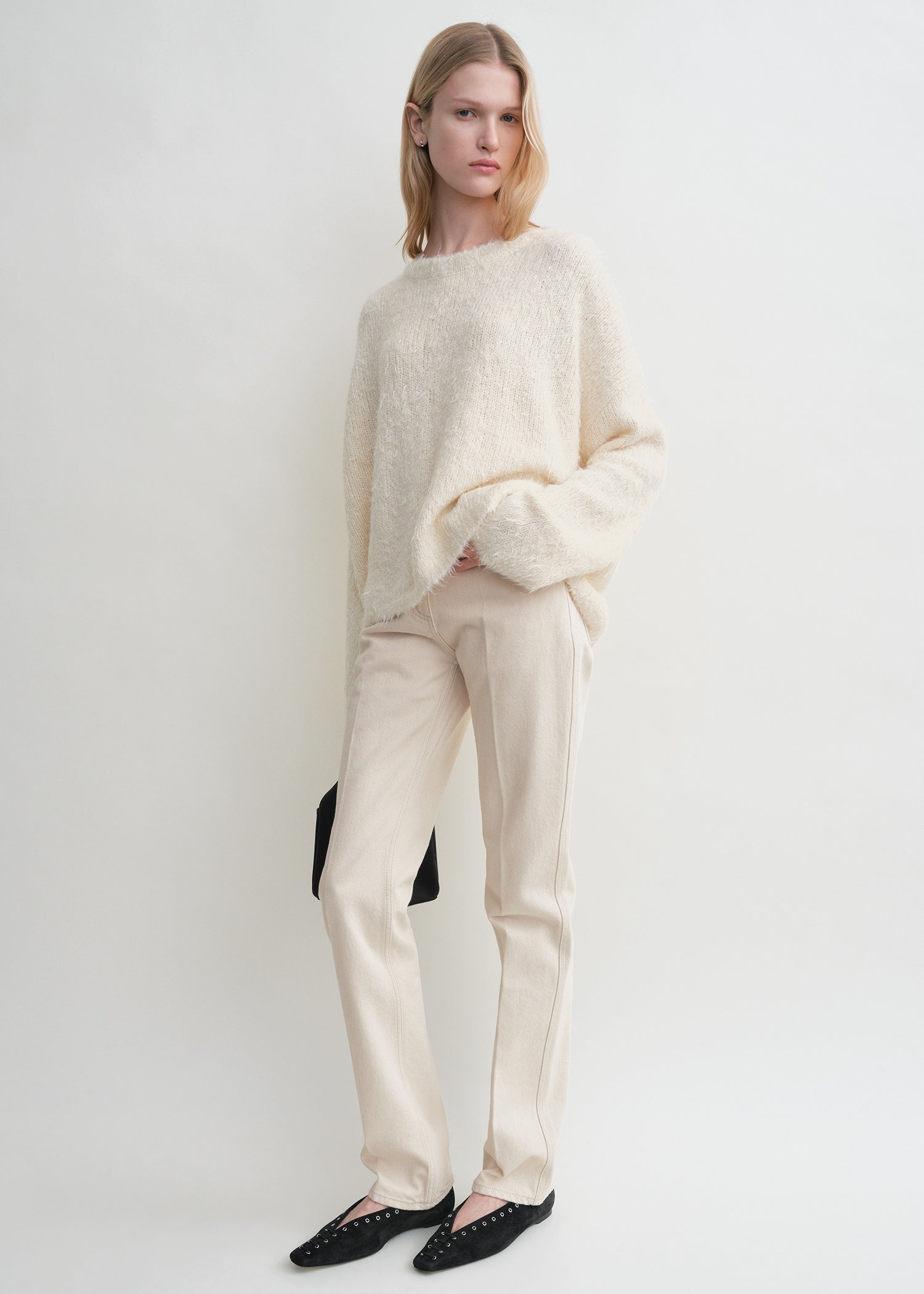 Boxy silk knit cream