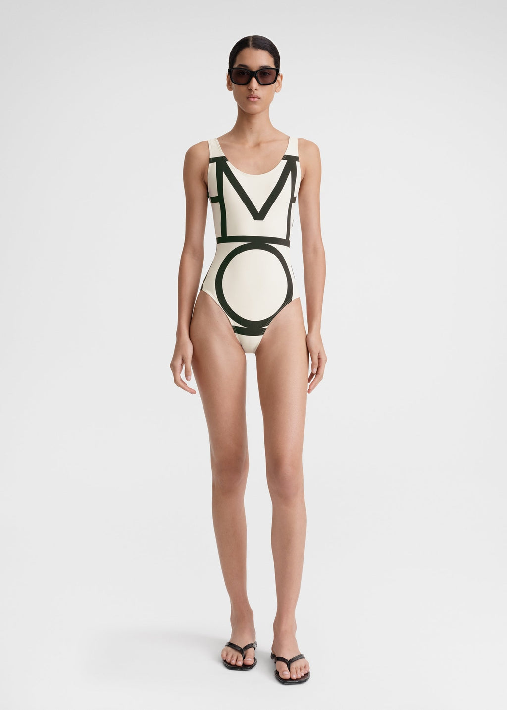 Monogram swimsuit ecru