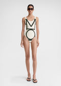 Monogram swimsuit ecru