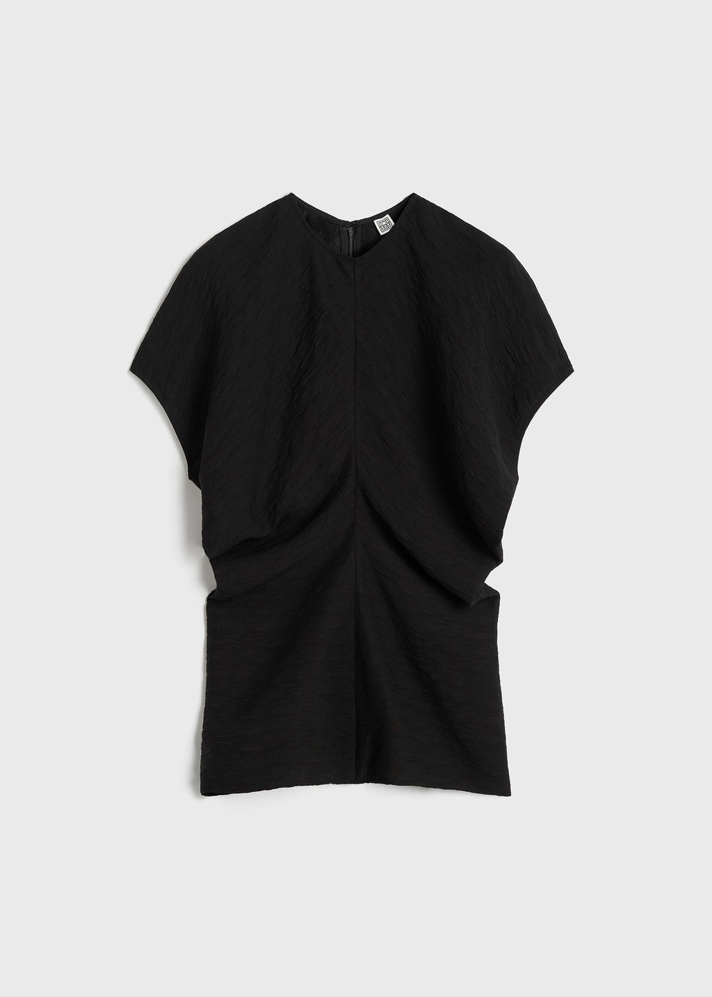 Slouch waist crinkled top black