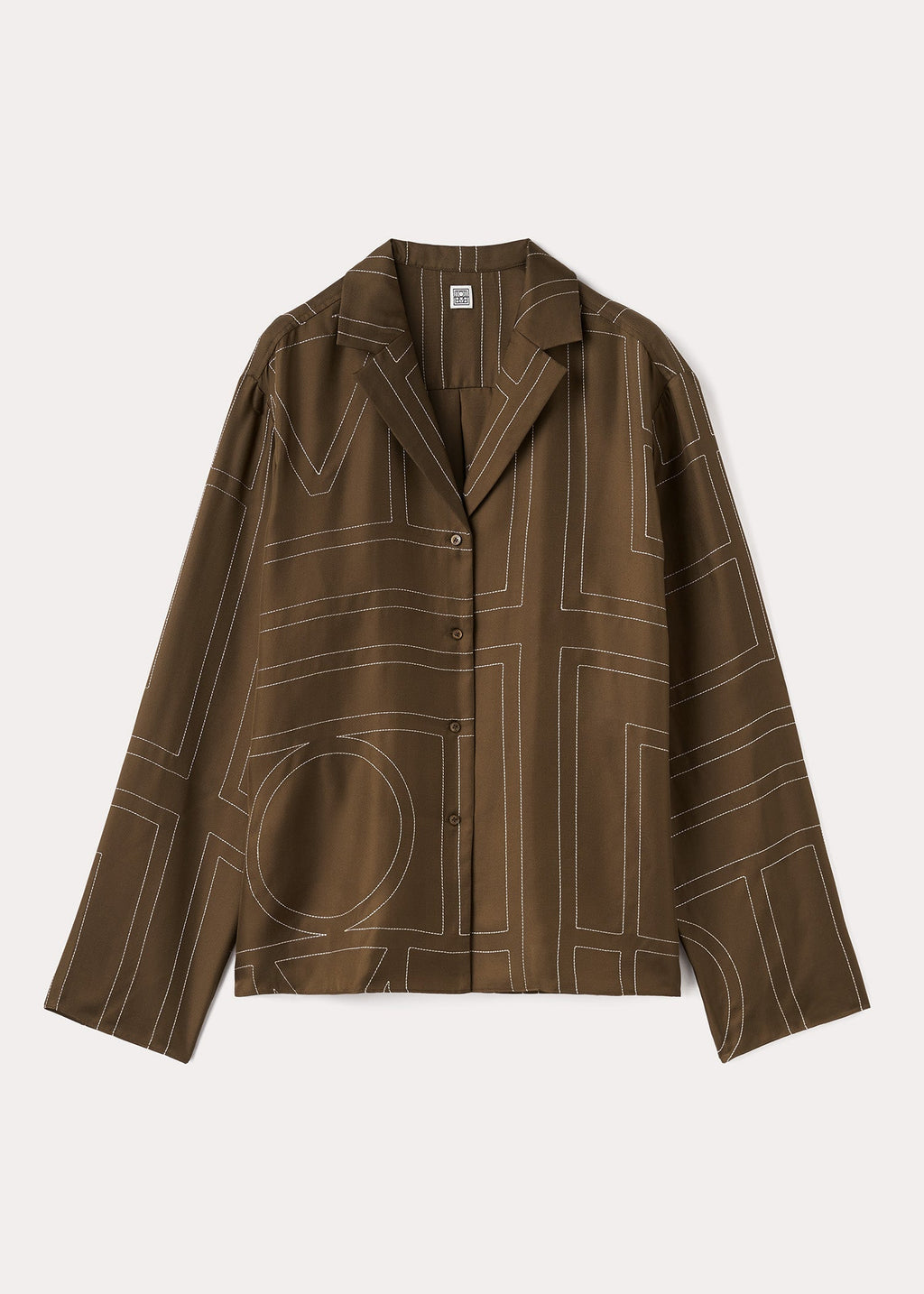 Monogram silk pj top mocha