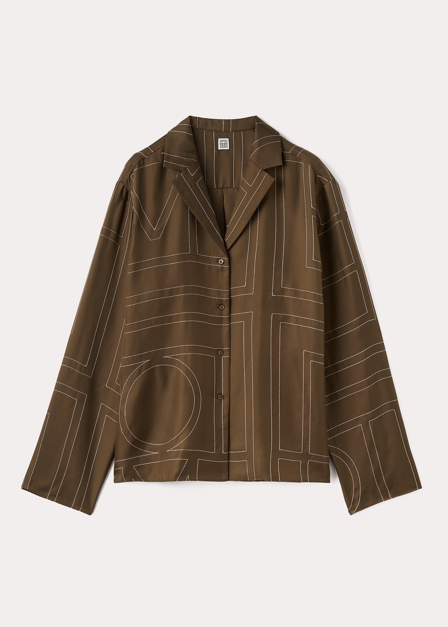 Monogram silk pj top mocha